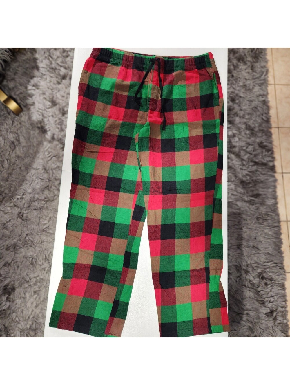 North Pole Trading Co. Men's XL Plaid Flannel Pajama Pants Cotton Drawstring